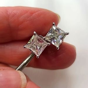Moissanite 3.50 tcw. Princess cut Stud Earrings